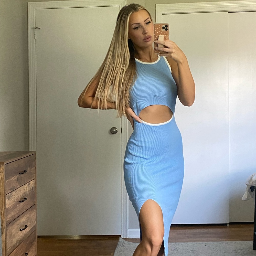 Blue cut out dress